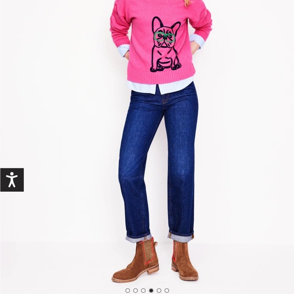 Boden Pink Embroidered Frenchie Sweater - Picture 6 of 12